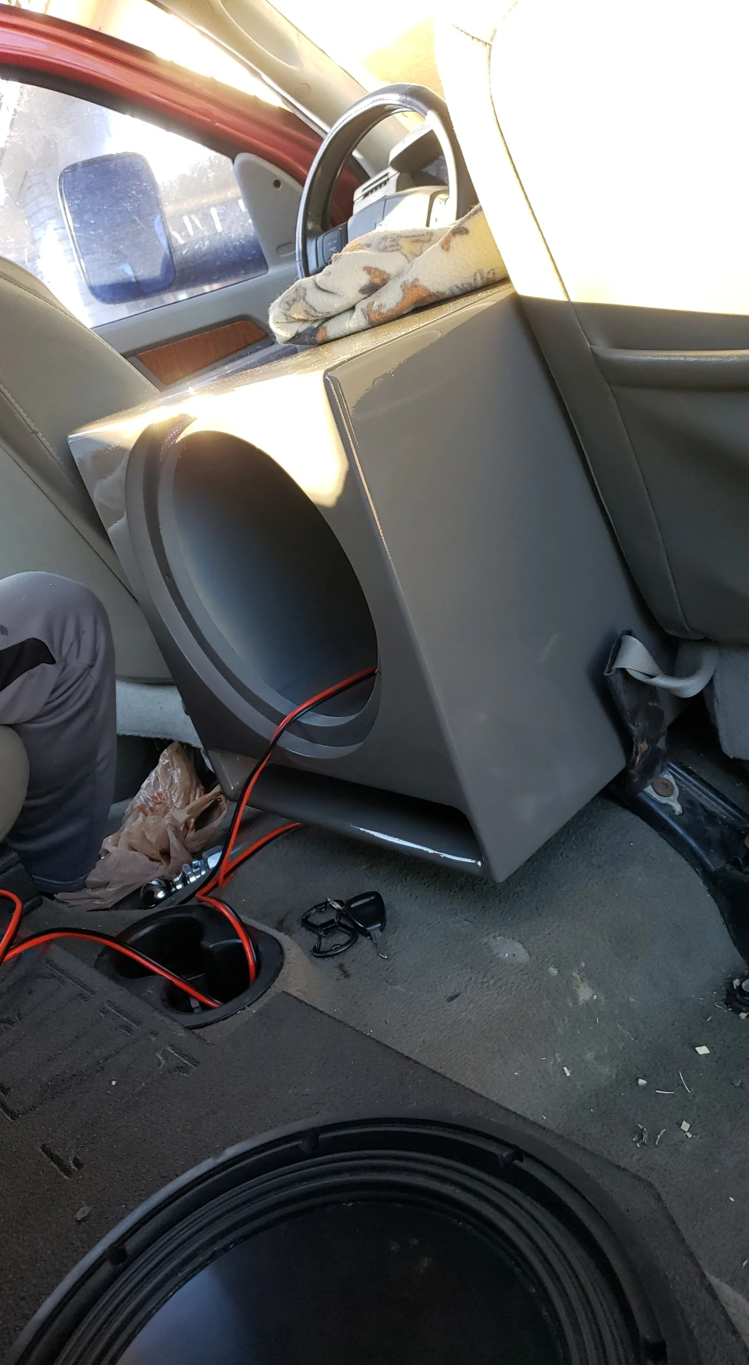 Subwoofer enclosure installed in vehicle by BSG Trendsetterz